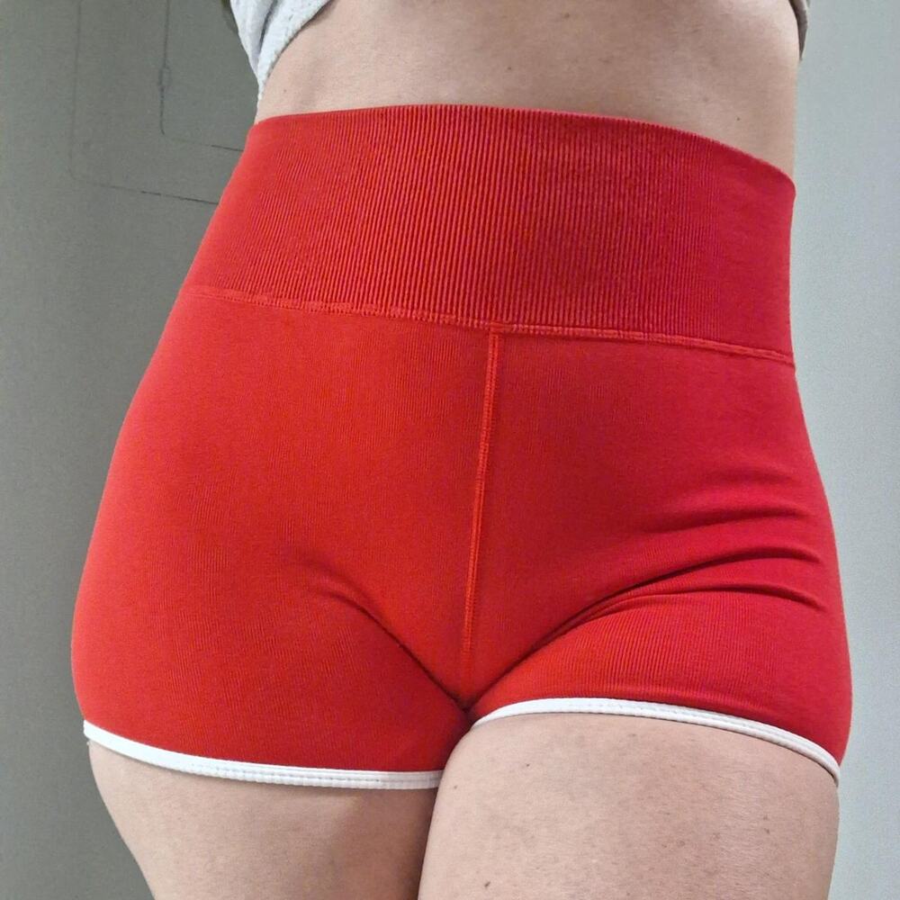 NWOT Wild Fable Red Retro Dolphin Shorts with White Trim - Size M